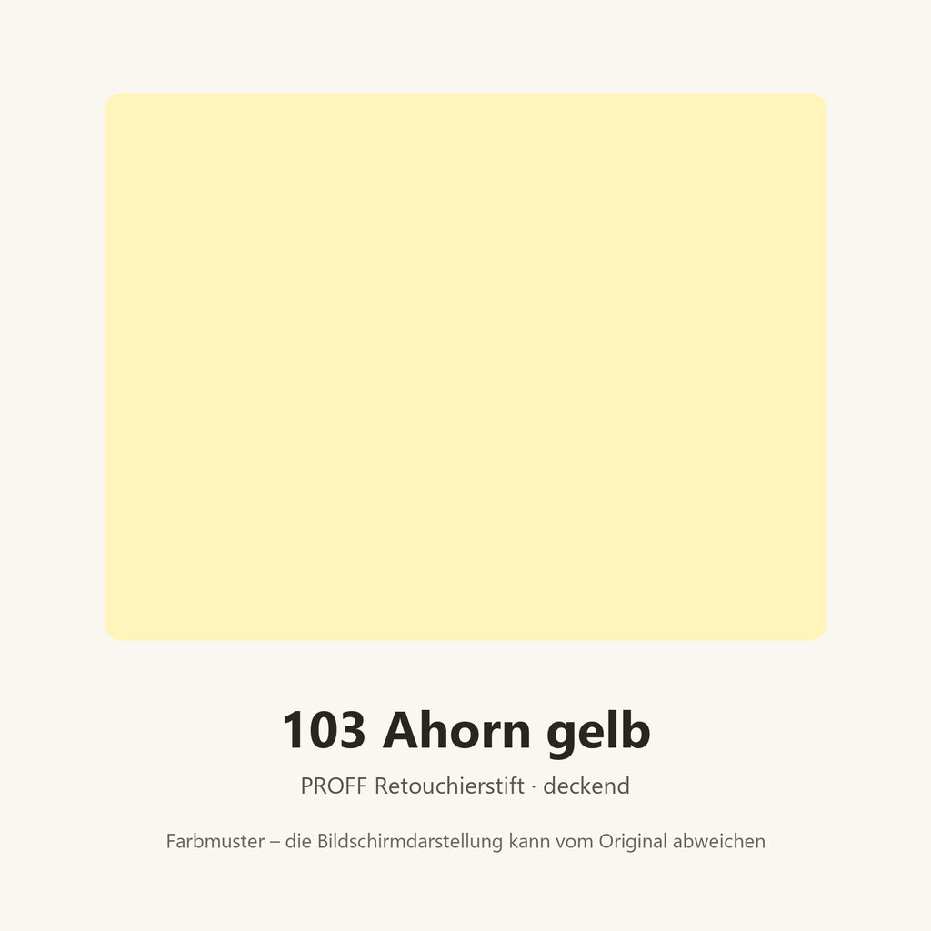 Farbmuster PROFF Retouchierstift 103 Ahorn gelb (Bildschirmdarstellung annähernd)
