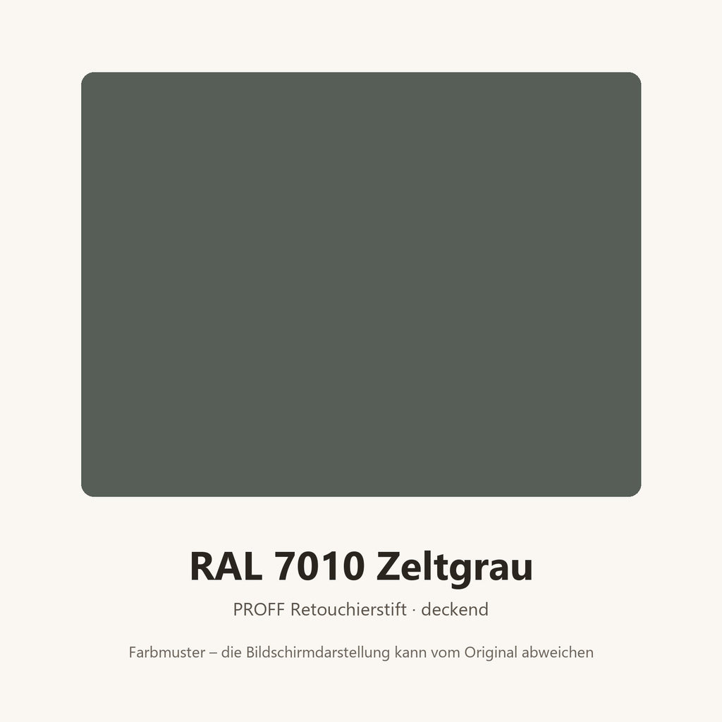 Farbmuster PROFF Retouchierstift RAL 7010 Zeltgrau (Bildschirmdarstellung annähernd)