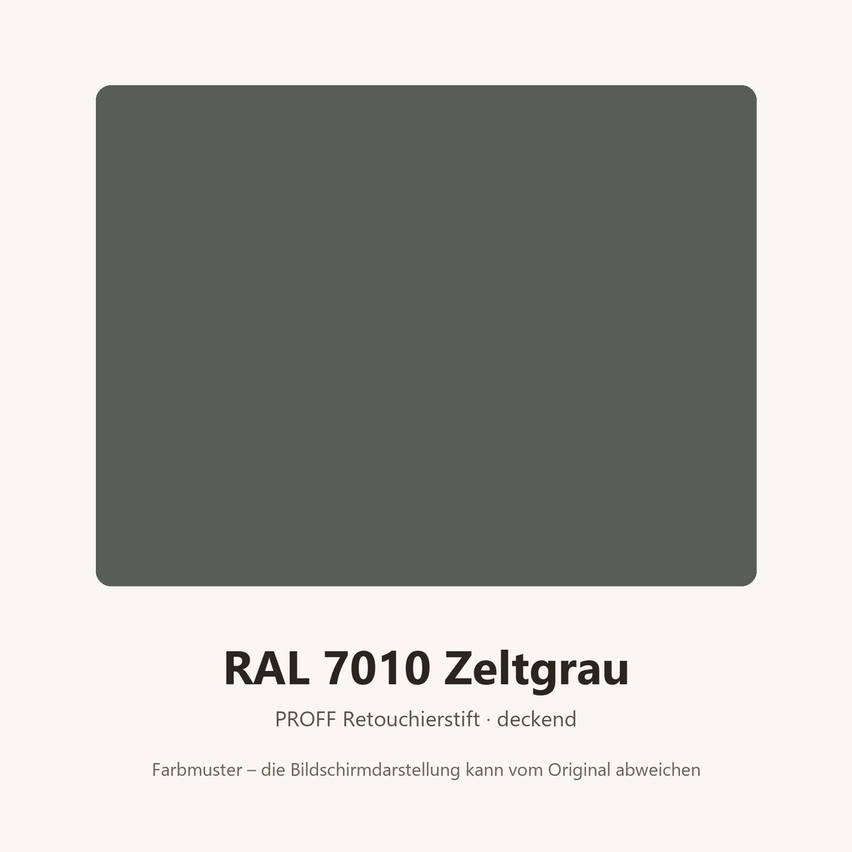 Farbmuster PROFF Retouchierstift RAL 7010 Zeltgrau (Bildschirmdarstellung annähernd)
