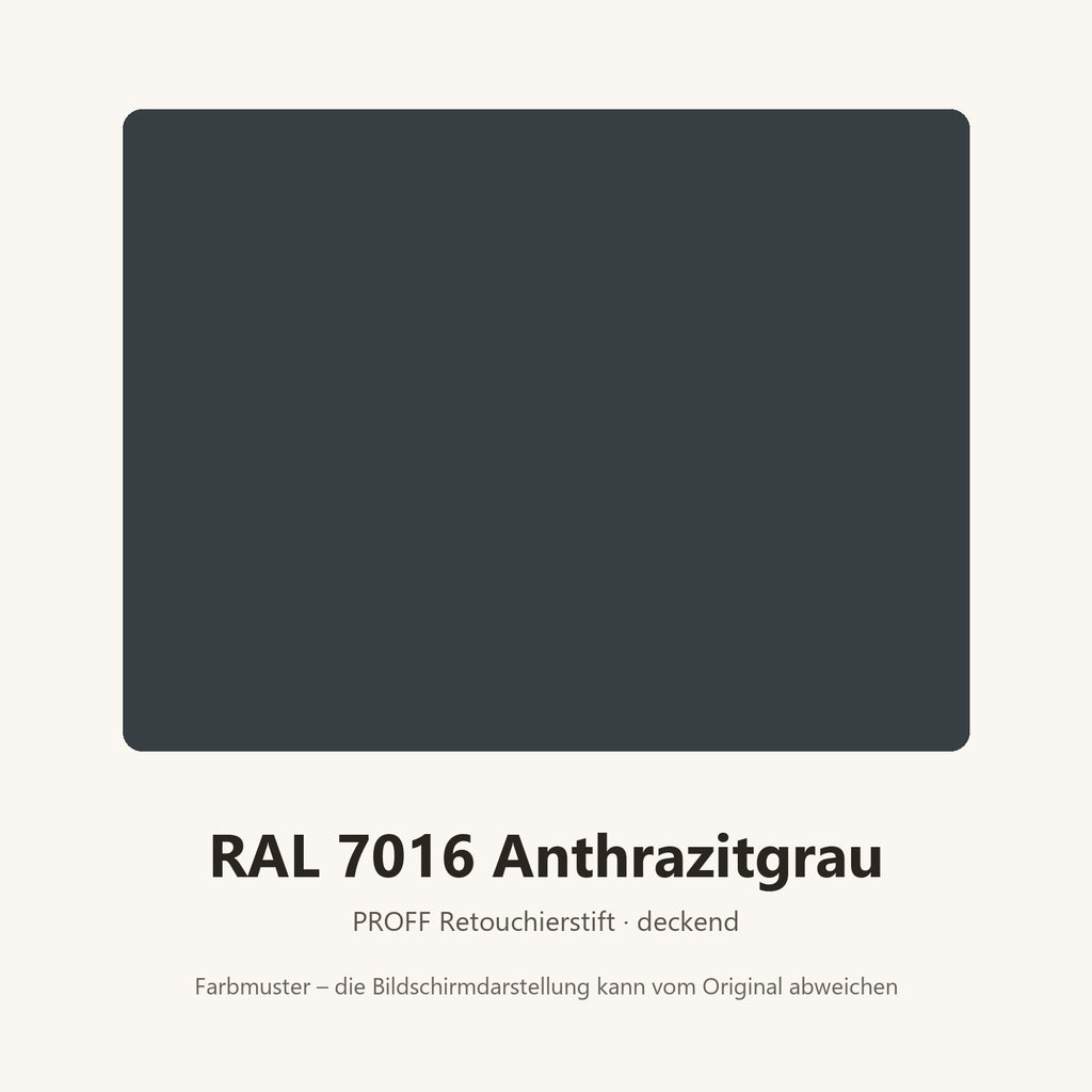 Farbmuster PROFF Retouchierstift RAL 7016 Anthrazitgrau (Bildschirmdarstellung annähernd)