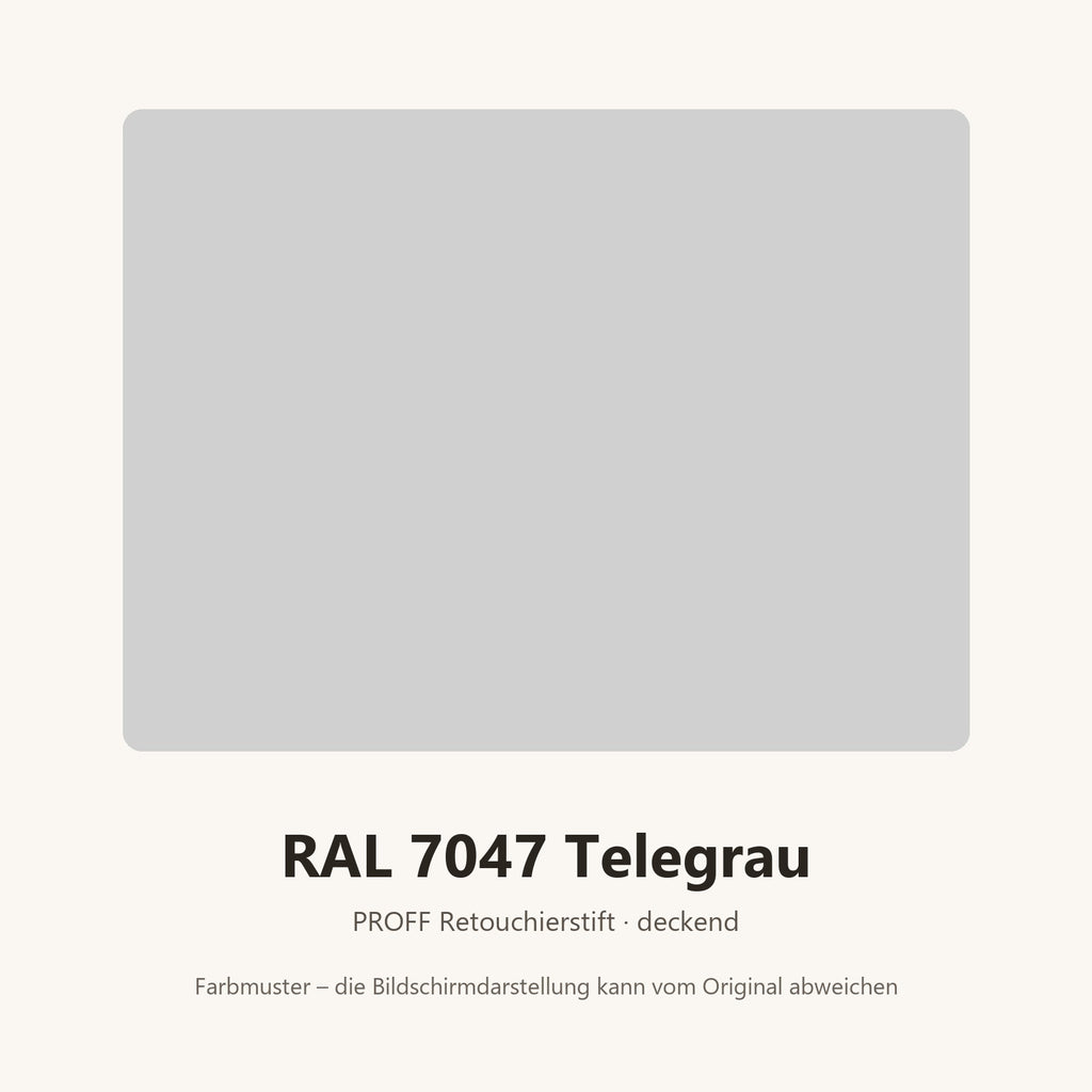 Farbmuster PROFF Retouchierstift RAL 7047 Telegrau (Bildschirmdarstellung annähernd)